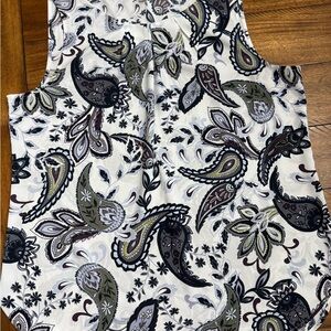 LOFT Paisley Sleeveless Top in Cream, Black and Olive